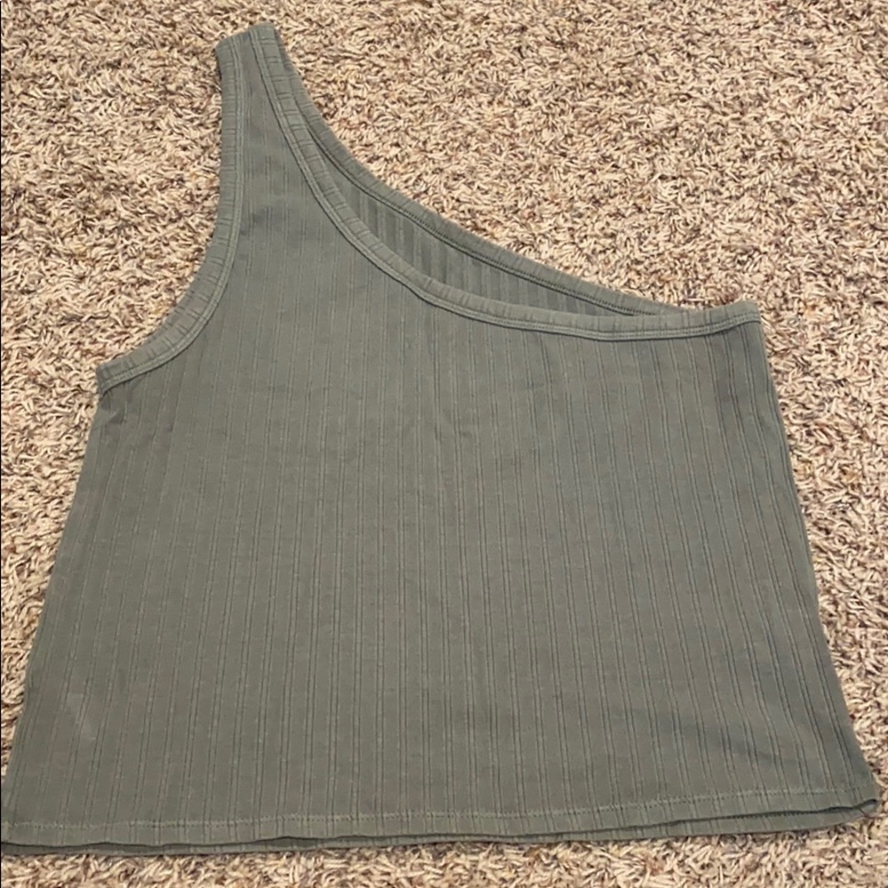 Army green one shoulder top
